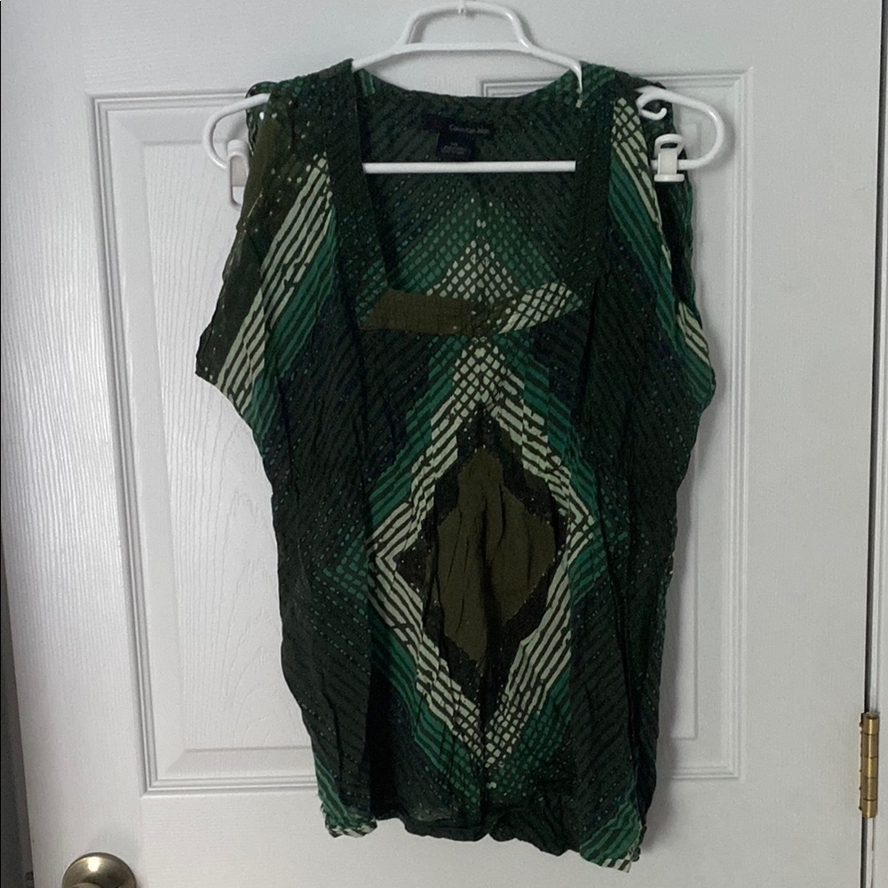 Calvin Klein Jeans Green Geometric Women's Blouse